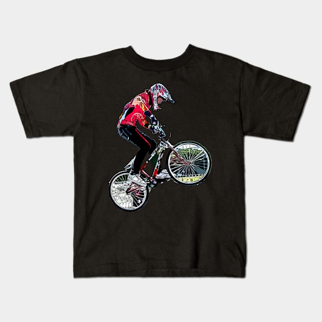 bmx Kids T-Shirt by rickylabellevie